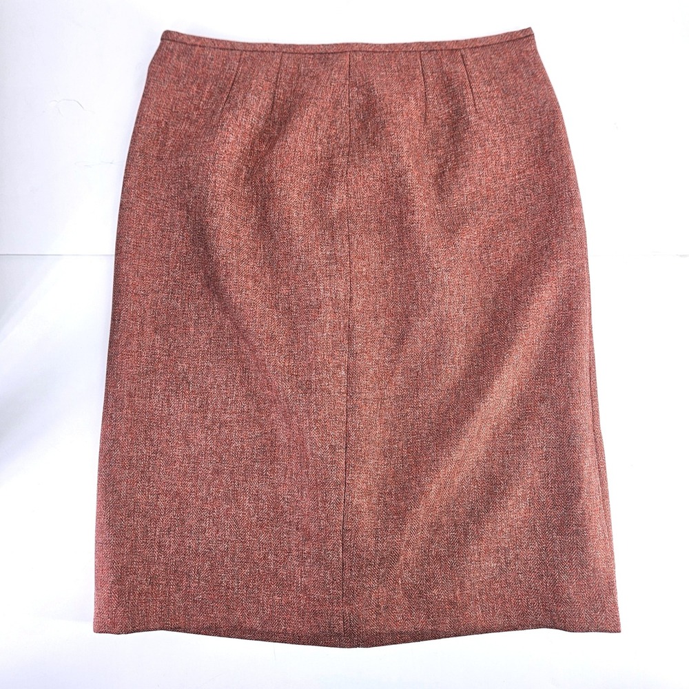 Vintage 90s Salmon Grey Heathered  Pencil Skirt 12P Business Professional Midi